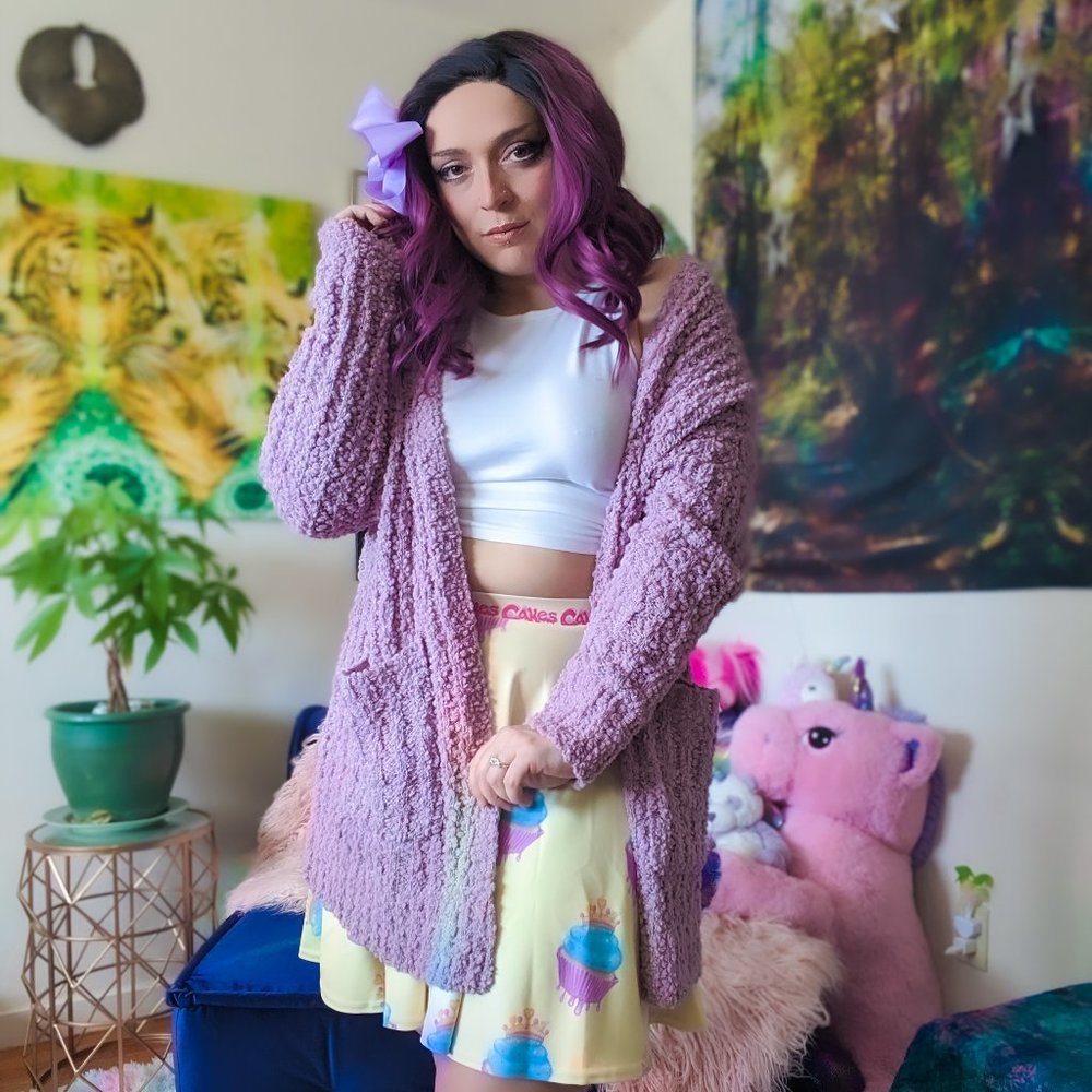 Cozy Popcorn Cardigan Sweater - Lilac